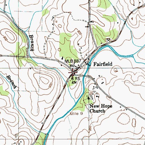Topographic Map of Fairfield, TN