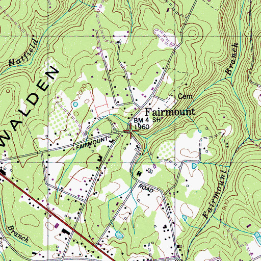 Topographic Map of Fairmount, TN