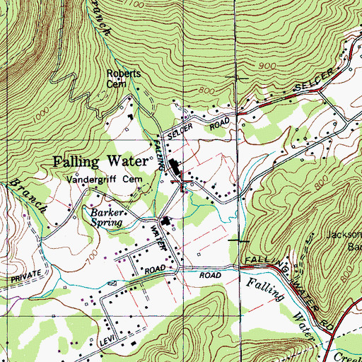 Topographic Map of Falling Water, TN