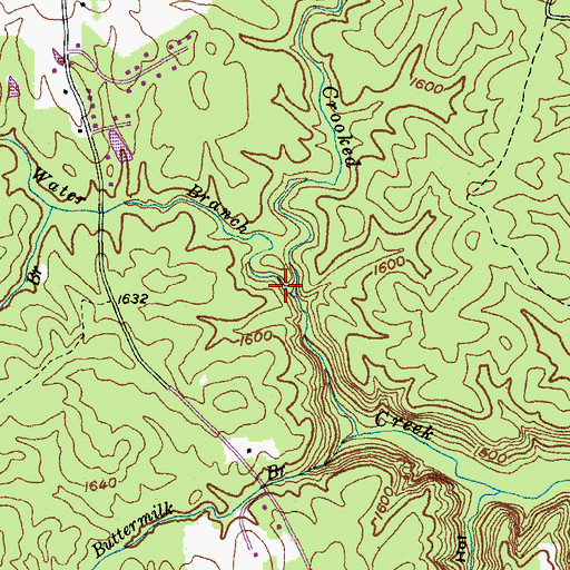 Topographic Map of Falling Water Branch, TN