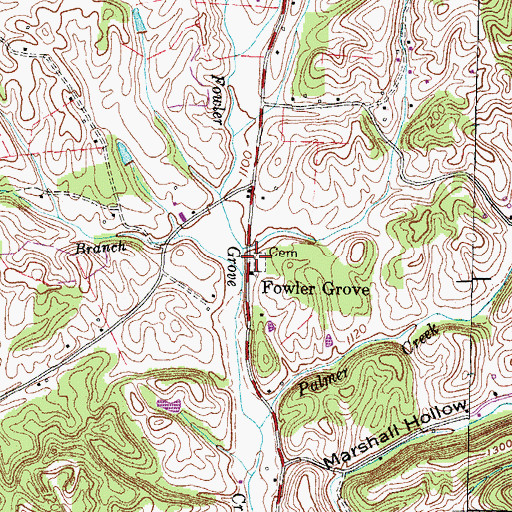 Topographic Map of Fancher Branch, TN