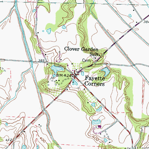 Topographic Map of Fayette Corners, TN