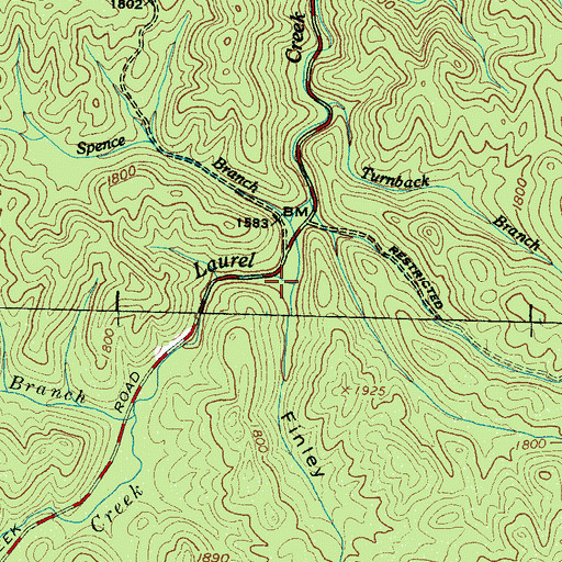 Topographic Map of Finley Cove, TN