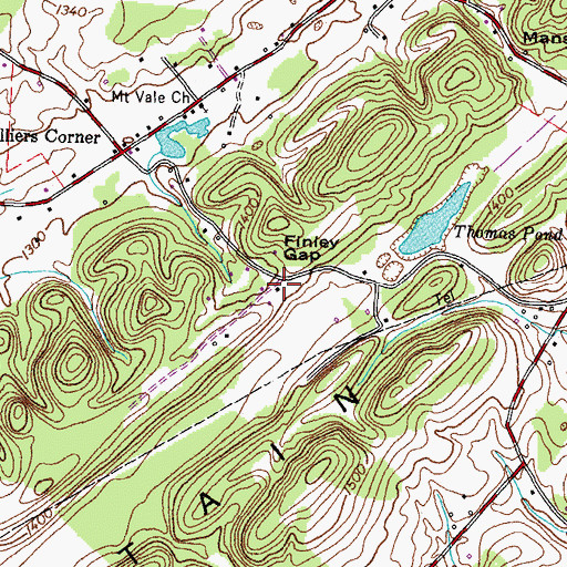Topographic Map of Finley Gap, TN
