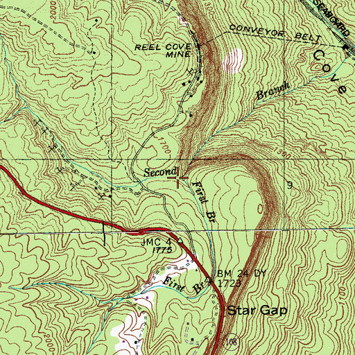 Topographic Map of First Branch, TN