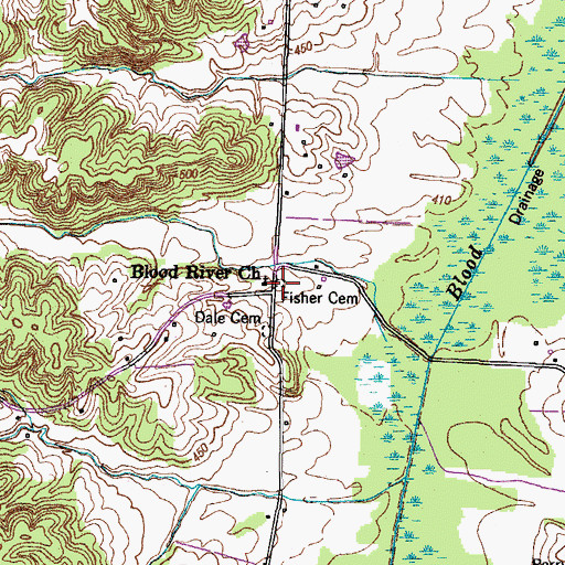 Topographic Map of Fisher Cemetery, TN