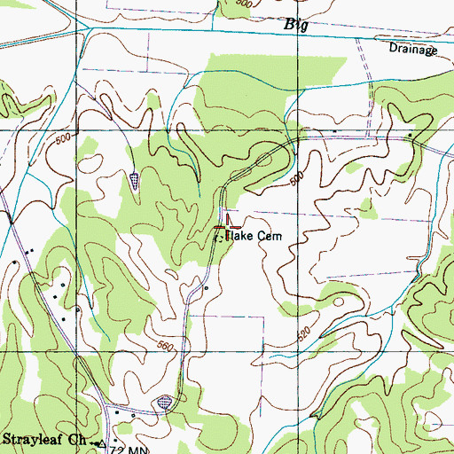 Topographic Map of Flake Cemetery, TN