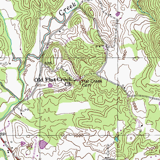 Topographic Map of Flat Creek Cemetery, TN