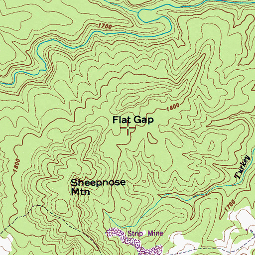 Topographic Map of Flat Gap, TN