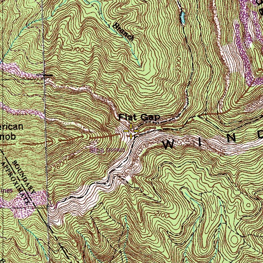 Topographic Map of Flat Gap, TN