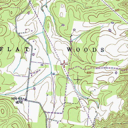 Topographic Map of Flat Woods, TN