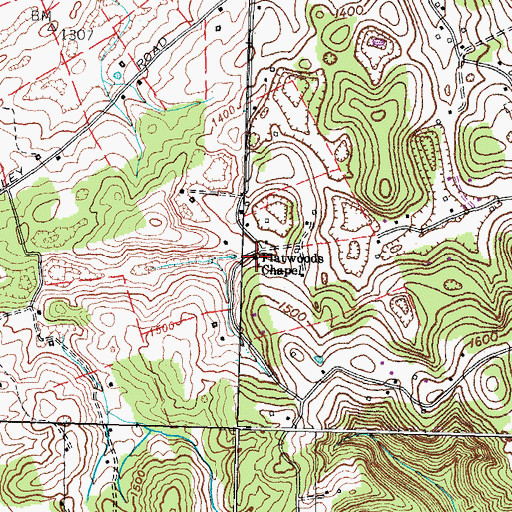 Topographic Map of Flatwood Chapel, TN