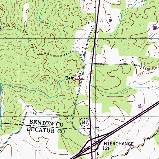 Topographic Map of Flatwood School, TN