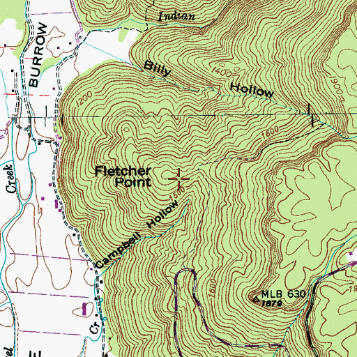 Topographic Map of Fletcher Point, TN
