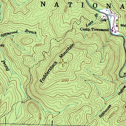 Topographic Map of Fodderstack Mountain, TN