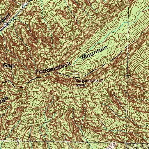 Topographic Map of Fodderstack Mountain, TN