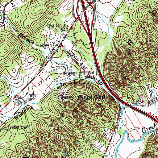 Topographic Map of Foster Branch, TN