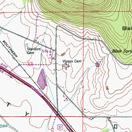 Topographic Map of Vinson Cemetery, AL