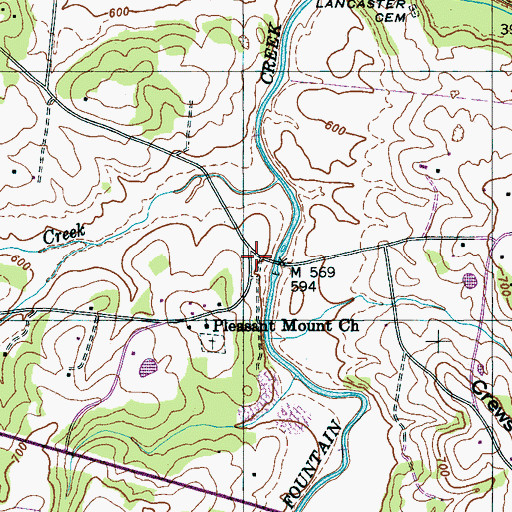 Topographic Map of Fountain Heights, TN