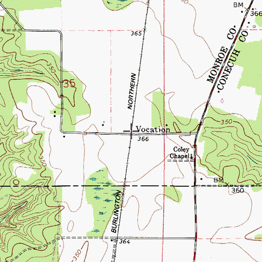 Topographic Map of Vocation, AL