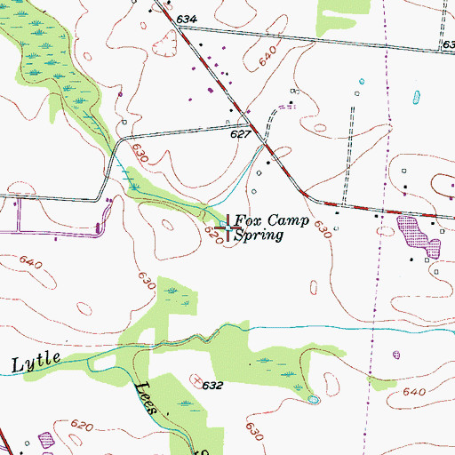 Topographic Map of Fox Camp Spring, TN