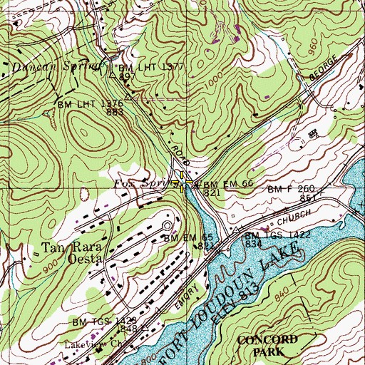 Topographic Map of Fox Spring, TN
