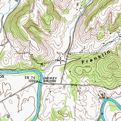 Topographic Map of Franklin Hollow, TN