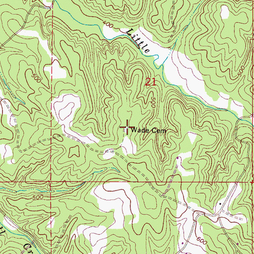 Topographic Map of Wade Cemetery, AL