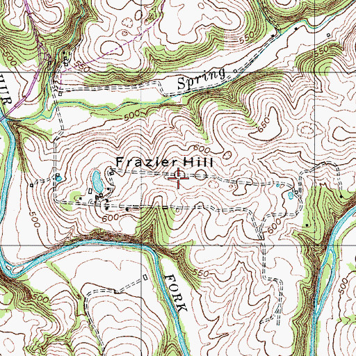 Topographic Map of Frazier Hill, TN