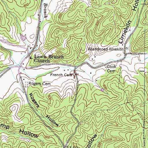 Topographic Map of French Cemetery, TN