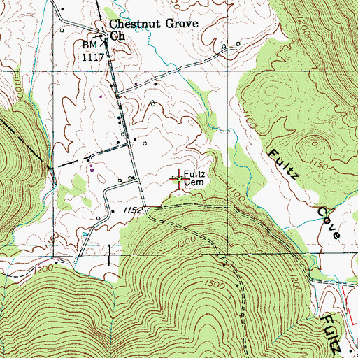 Topographic Map of Fultz Cemetery, TN