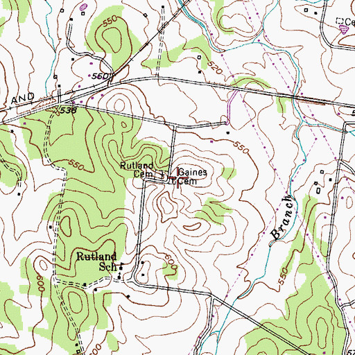 Topographic Map of Gaines Cemetery, TN