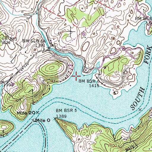 Topographic Map of Gammon Creek, TN