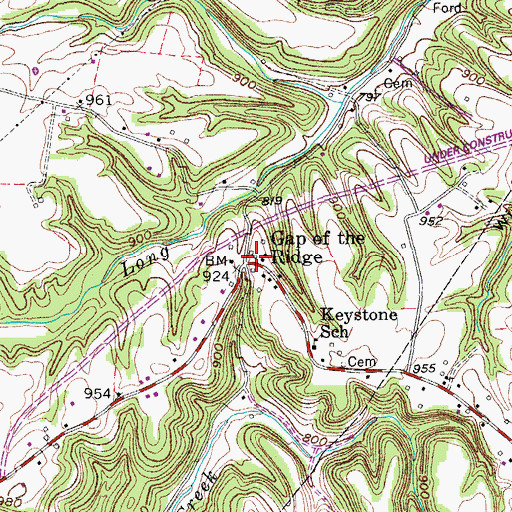 Topographic Map of Gap of the Ridge, TN