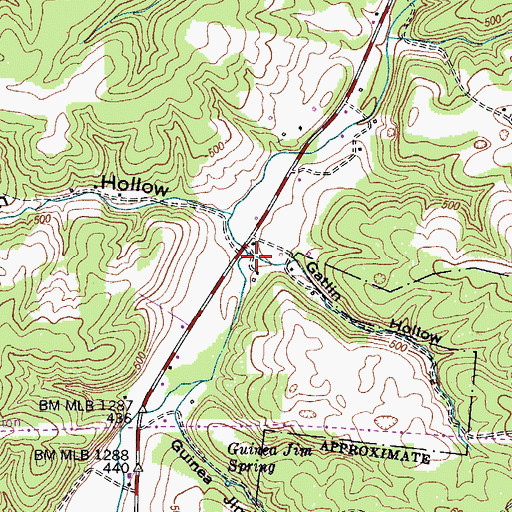 Topographic Map of Gatin Hollow, TN