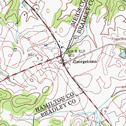 Topographic Map of Georgetown, TN