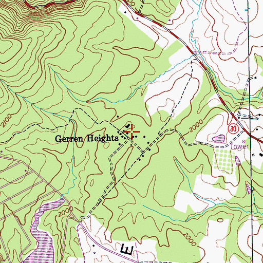 Topographic Map of Gerren Heights, TN