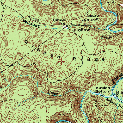 Topographic Map of Gibson Ridge, TN