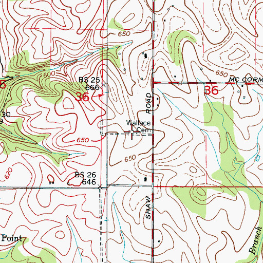Topographic Map of Wallace Cemetery, AL