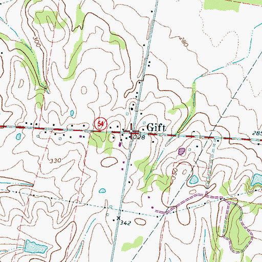 Topographic Map of Gift, TN