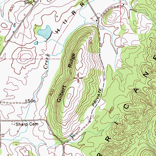 Topographic Map of Gilbert Ridge, TN
