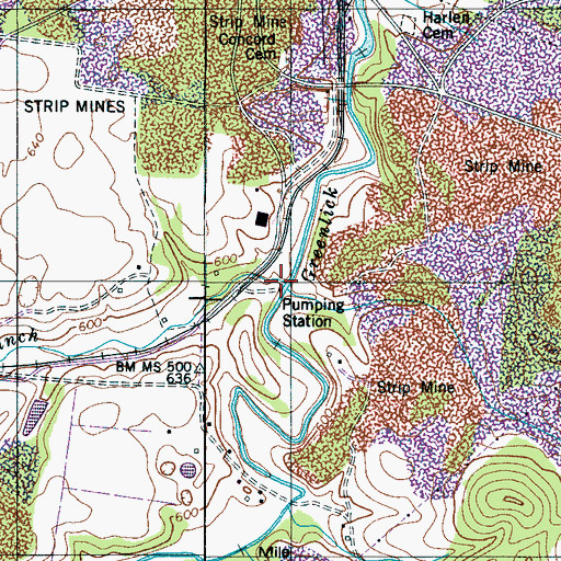 Topographic Map of Gin Branch, TN