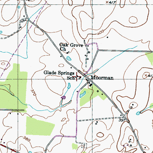 Topographic Map of Glade Springs School, TN