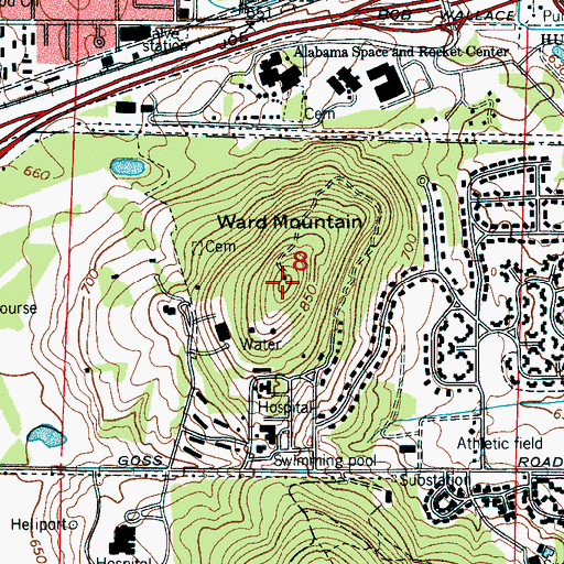 Topographic Map of Ward Mountain, AL