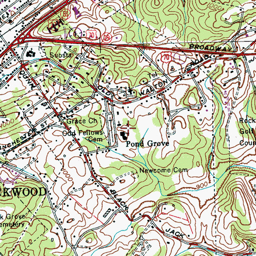 Topographic Map of Grace Church, TN