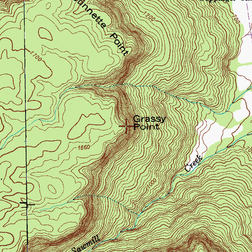 Topographic Map of Grassy Point, TN