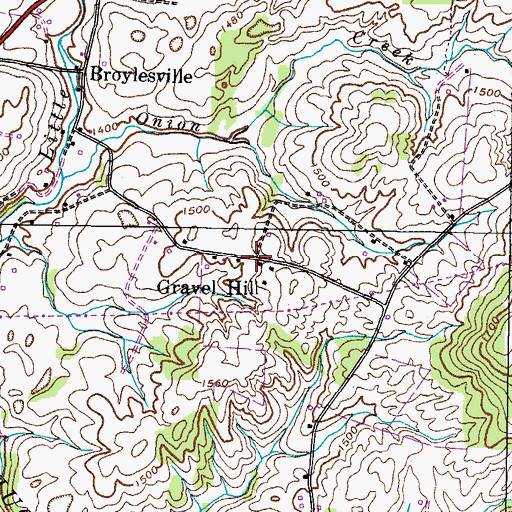Topographic Map of Gravel Hill, TN
