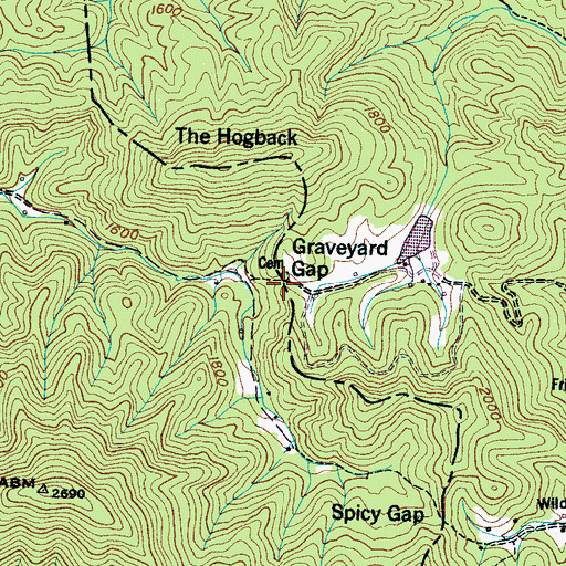 Topographic Map of Graveyard Gap, TN