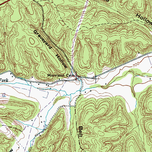 Topographic Map of Graveyard Hollow, TN