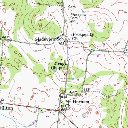 Topographic Map of Gray Chapel, TN